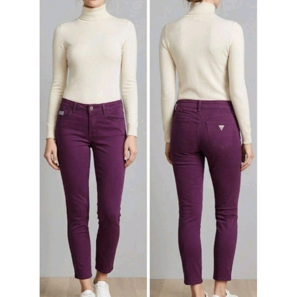 Guess Jean's Size 29 Purple Brittney Cropped Skinny Leg Cotton Pockets